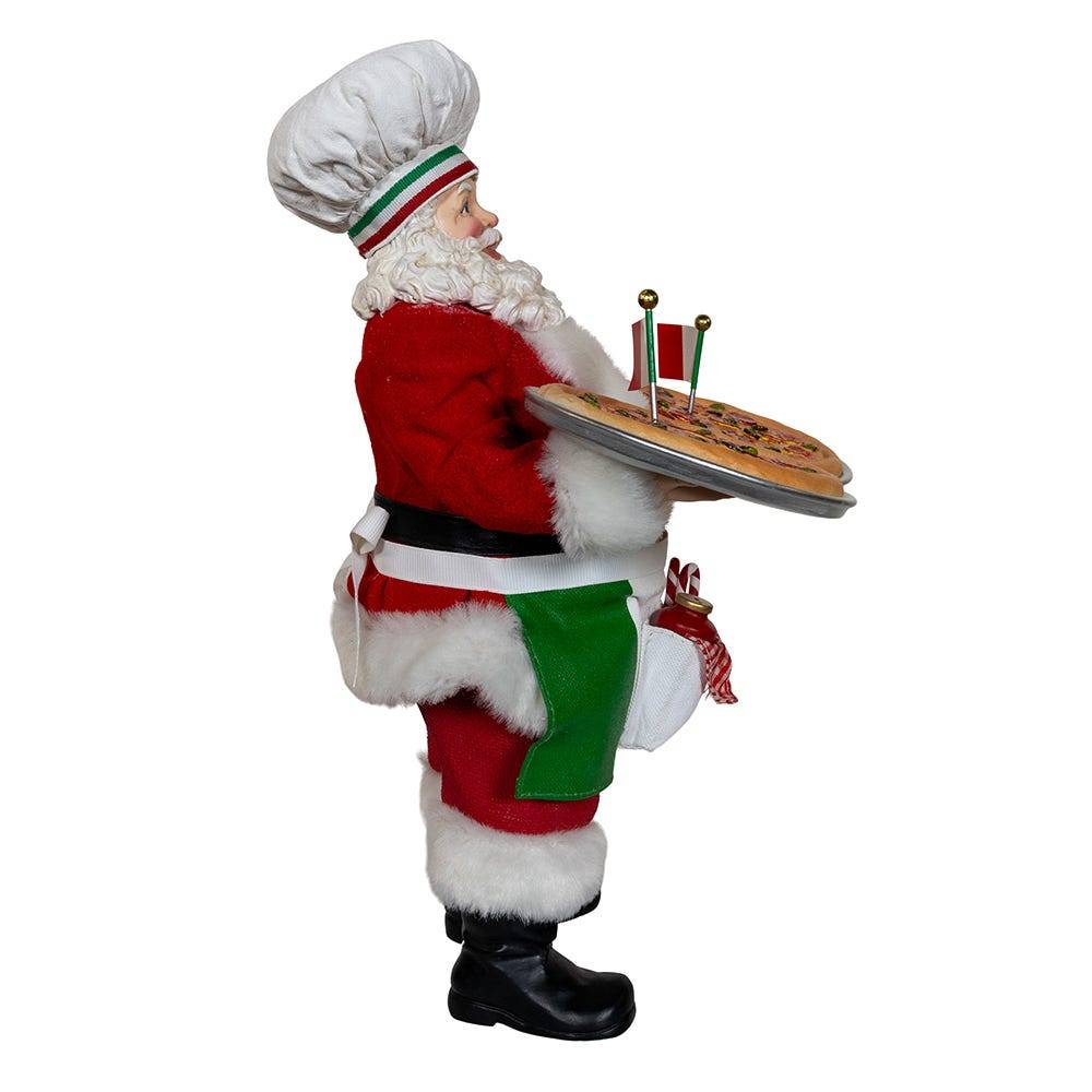 Kurt Adler 11-Inch Fabriché Chef Santa Holding Two Trays of Pizza