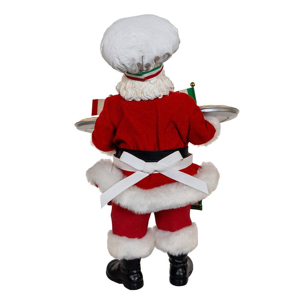 Kurt Adler 11-Inch Fabriché Chef Santa Holding Two Trays of Pizza