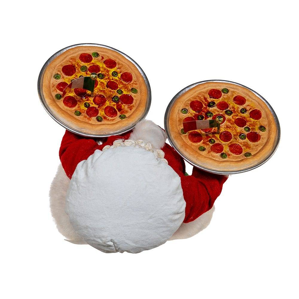 Kurt Adler 11-Inch Fabriché Chef Santa Holding Two Trays of Pizza