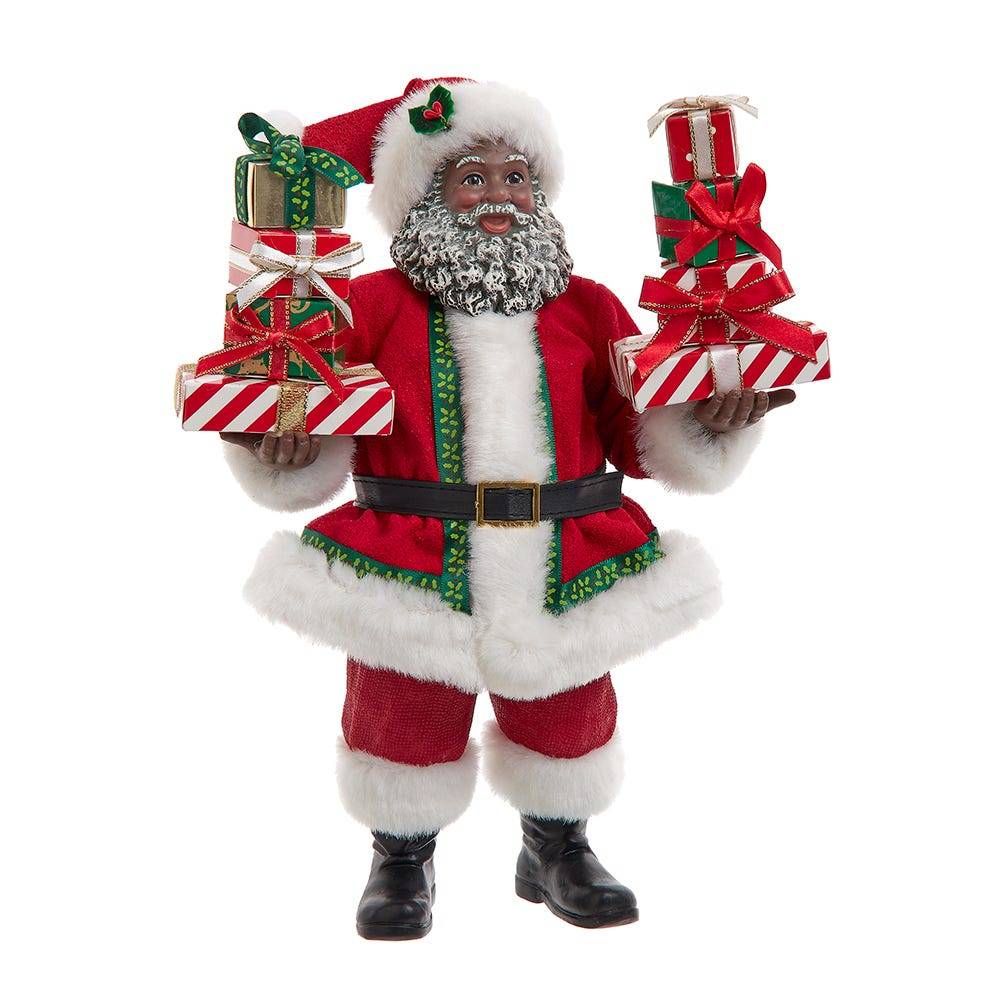 Kurt Adler 10.5-Inch Fabriché African American Santa with Gifts