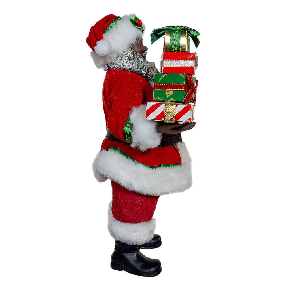 Kurt Adler 10.5-Inch Fabriché African American Santa with Gifts