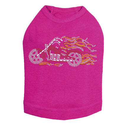 Motorcycle - Red with Flames - Dog Tank