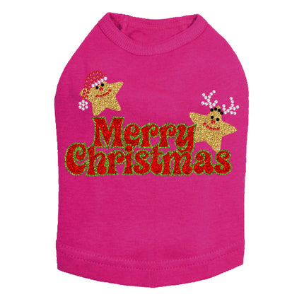 Merry Christmas Glitter Stars - Dog Tank