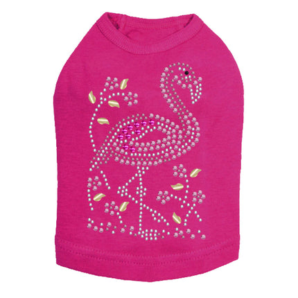 Pink Flamingo with Nailhead Flowers - Dog Tank