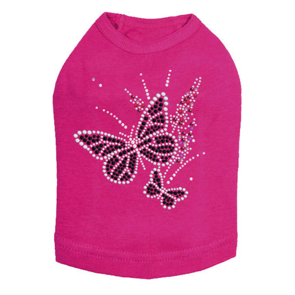 Black Butterfly with Flowers - Dog Tank