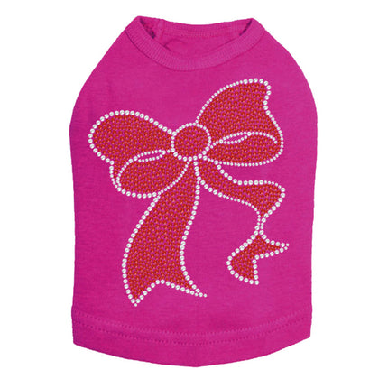 Red Rhinestone Bow - Dog Tank