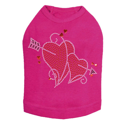 Red Rhinestone Hearts with Arrow - Dog Tank