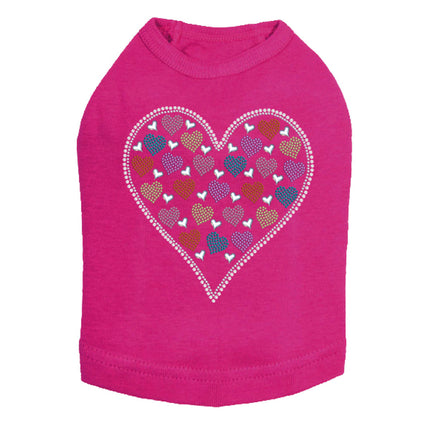 Heart with Multicolor Rhinestud Hearts - Dog Tank