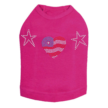 Patriotic Heart with Stars - Dog Tank