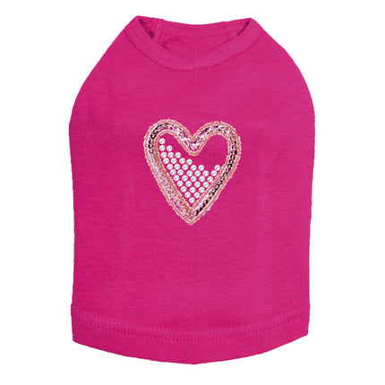 Pink Sequin & Rhinestone Heart - Dog Tank