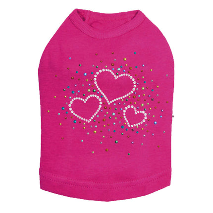 Three Hearts with Multicolored Studs - Dog Tank