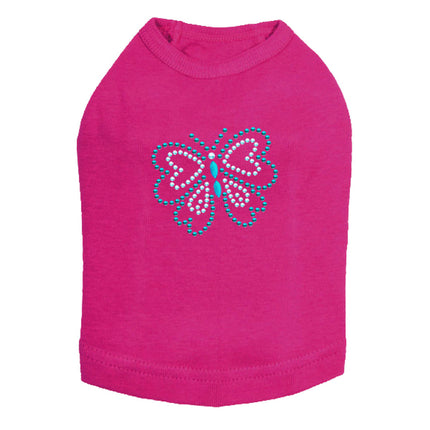 Blue Rhinestud Butterfly - Dog Tank