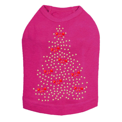 Gold Christmas Tree with Red Bows - Dog Tank