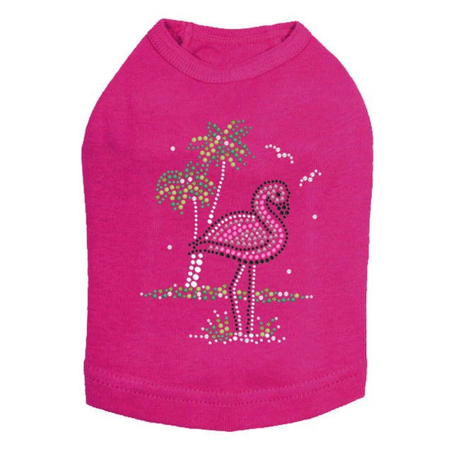 Pink Flamingo with Palm Trees - Dog Tank