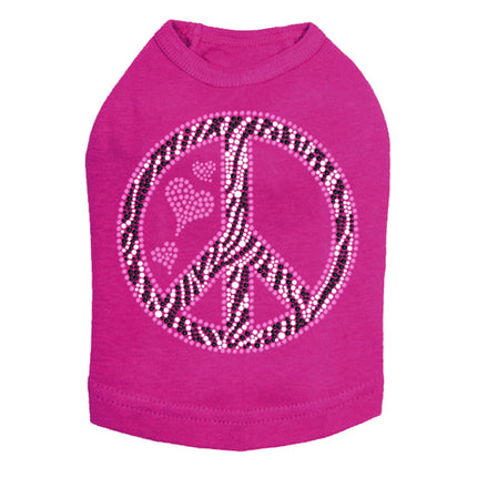 Peace Sign (Pink & Zebra Print) - Dog Tank