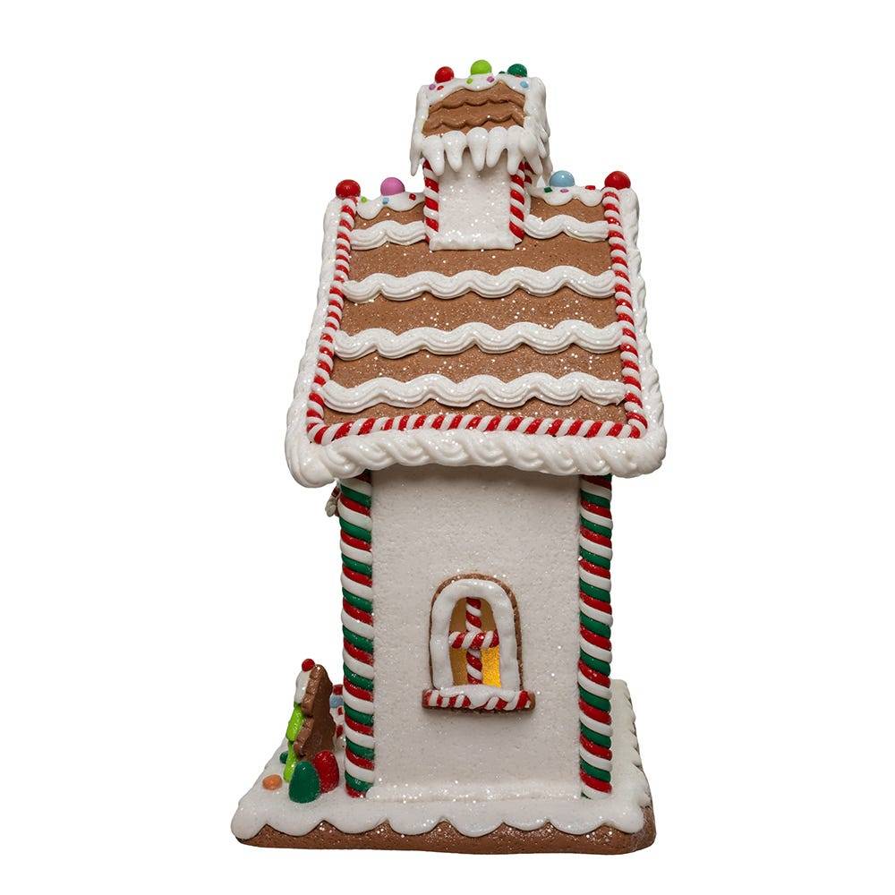 Kurt Adler 13-Inch Gingerbread House With Santa Table Piece