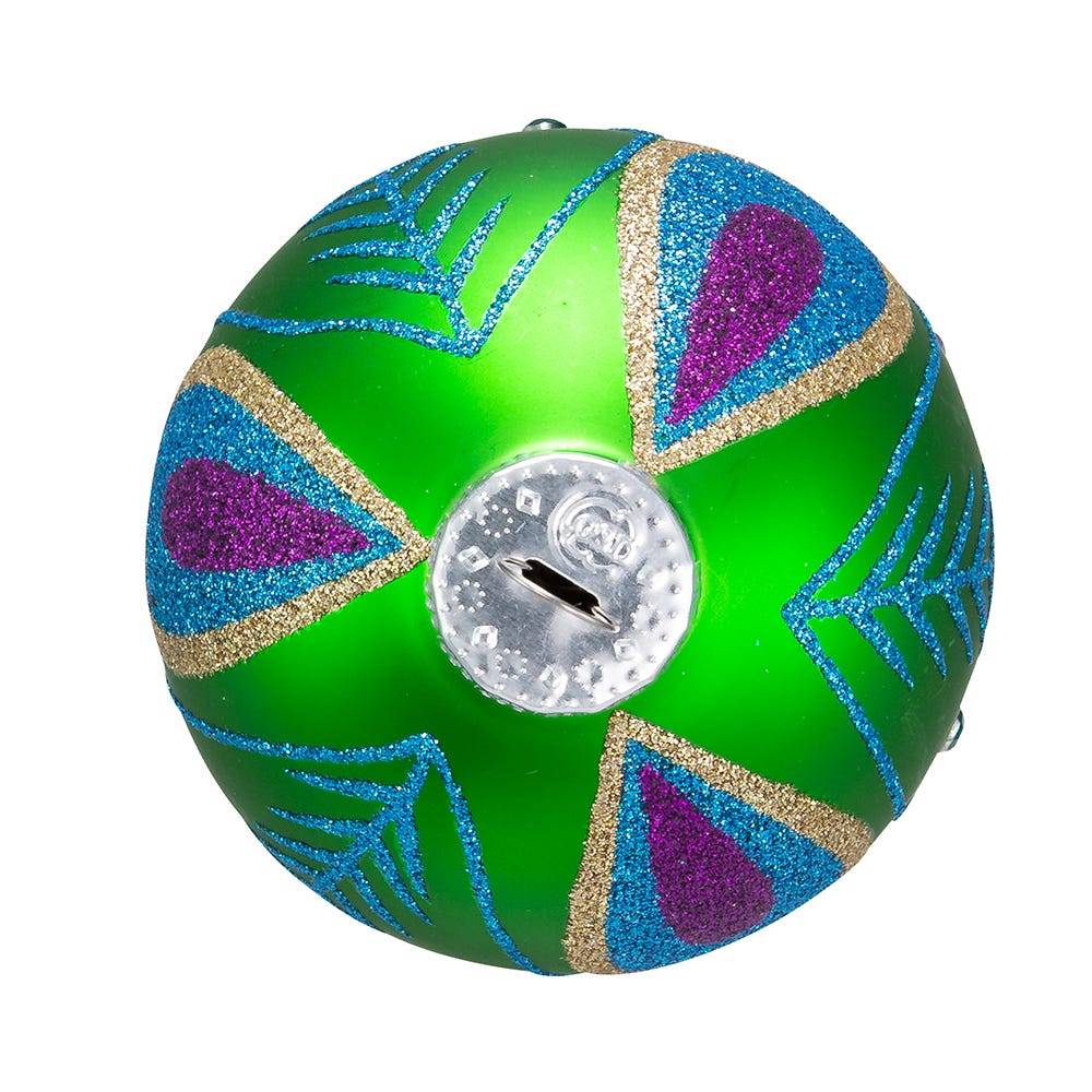 Kurt Adler 80MM Peacock Purple and Green Glass Ball Ornaments, 6-Piece Box; 2 Assorted Styles