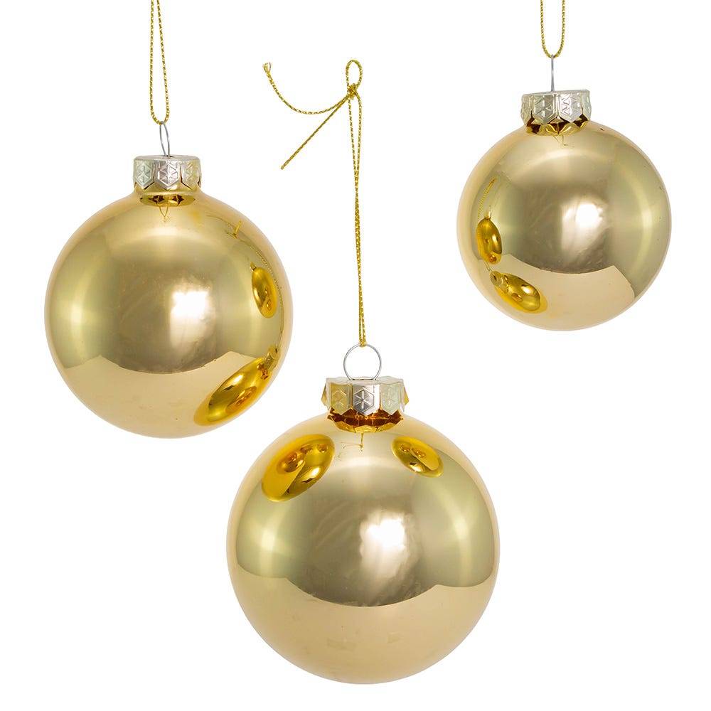 Kurt Adler 60-80MM Shiny Gold Glass Ball Ornaments, 20-Piece Set