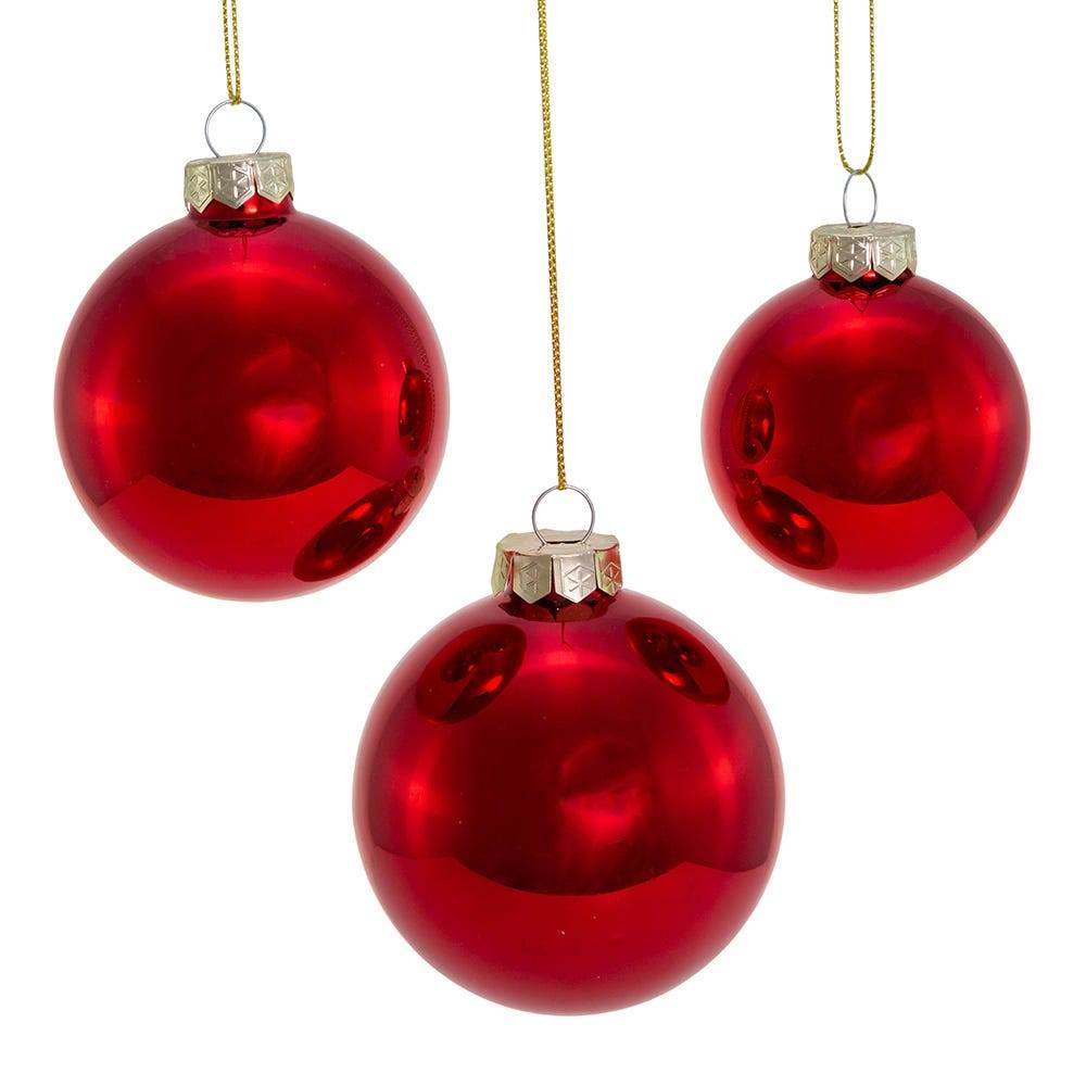 Kurt Adler 60-80MM Shiny Red Glass Ball Ornaments, 20-Piece Set