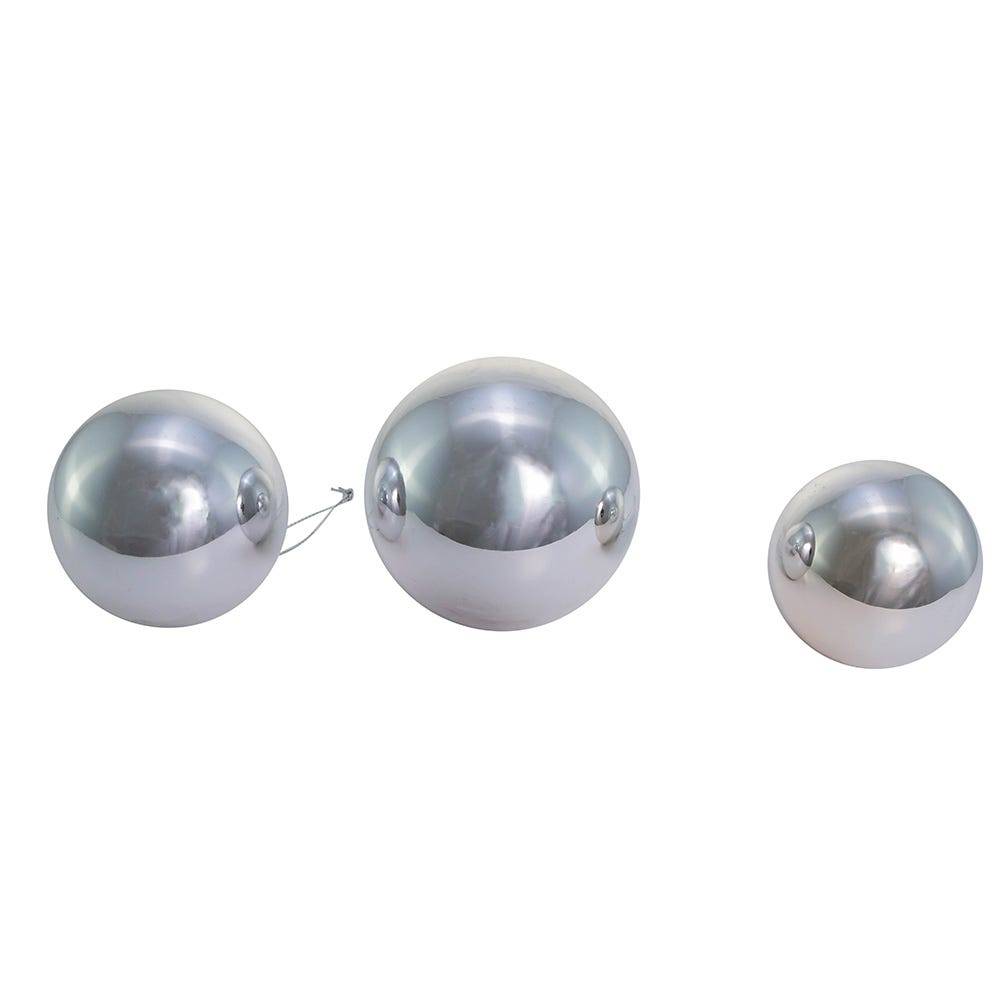 Kurt Adler 60-80MM Shiny Silver Glass Ball Ornaments, 20-Piece Set