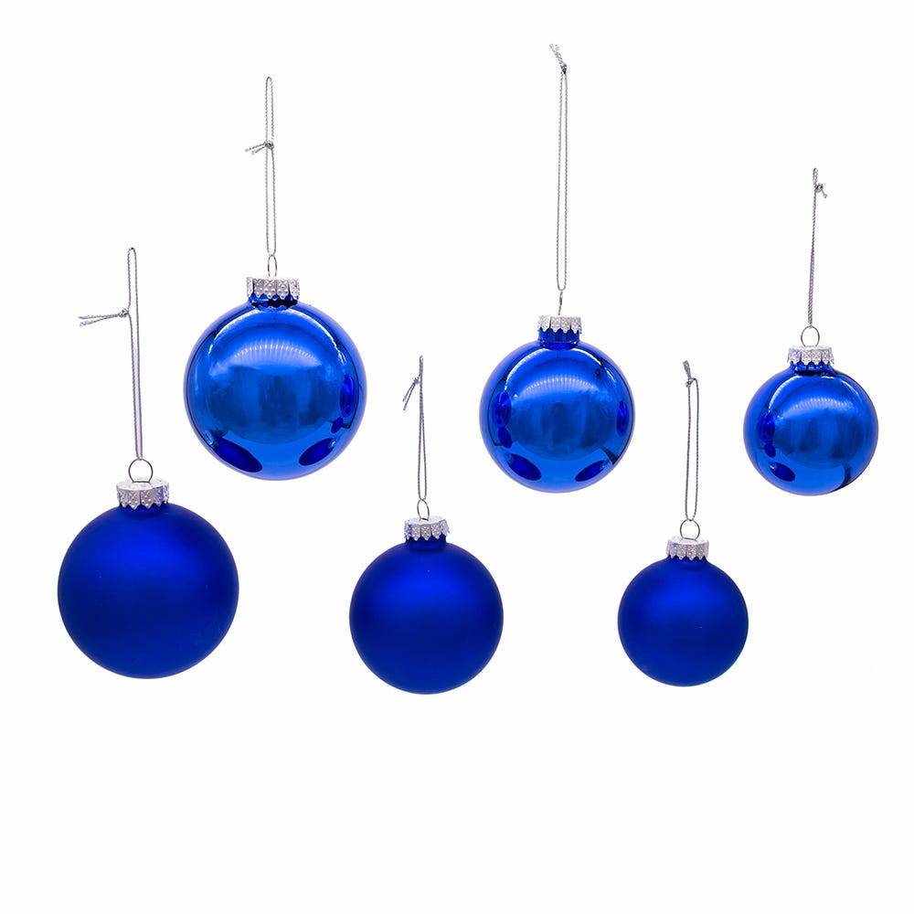 Kurt Adler 60-80MM Shiny and Matte Blue Balls, 20 Piece Set