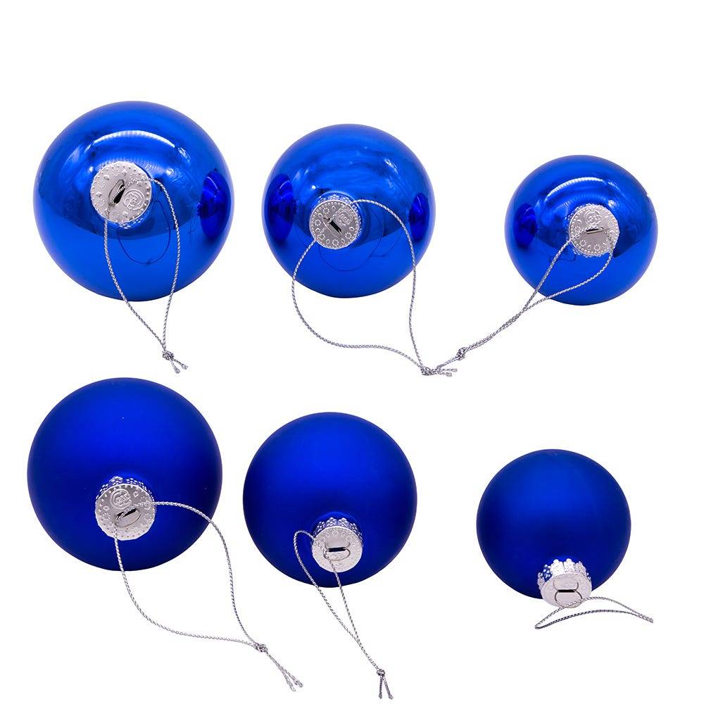 Kurt Adler 60-80MM Shiny and Matte Blue Balls, 20 Piece Set