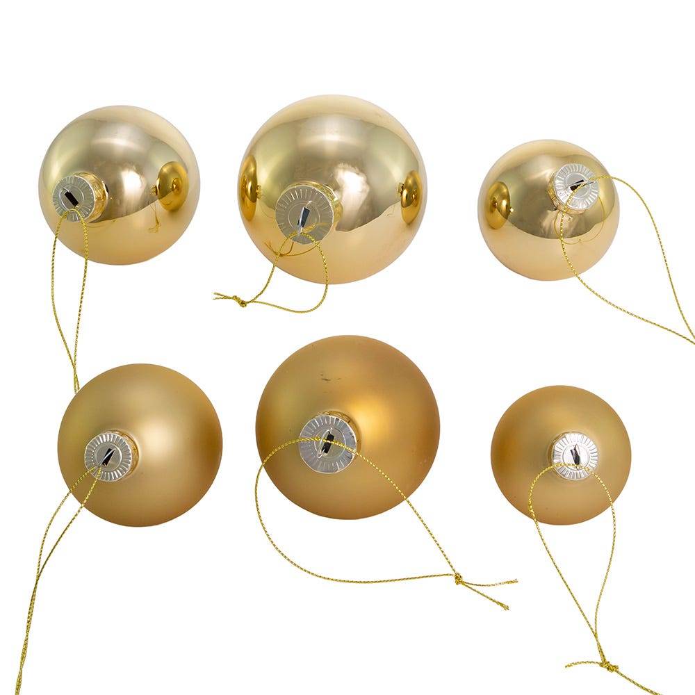 Kurt Adler 60-80MM Shiny and Matte Champagne Gold Glass Ball Ornaments, 20-Piece Set