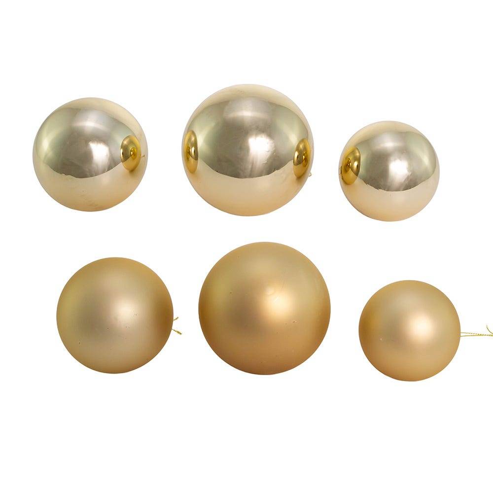 Kurt Adler 60-80MM Shiny and Matte Champagne Gold Glass Ball Ornaments, 20-Piece Set