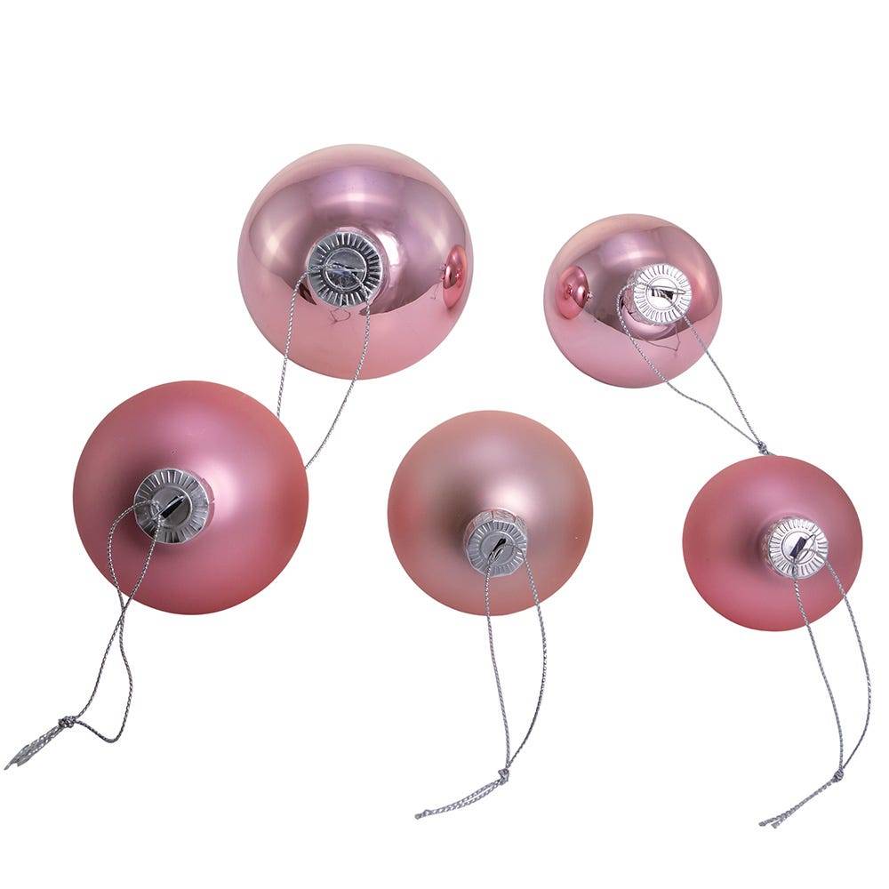 Kurt Adler 60-80MM Shiny and Matte Pink Glass Ball Ornaments, 20-Piece Set