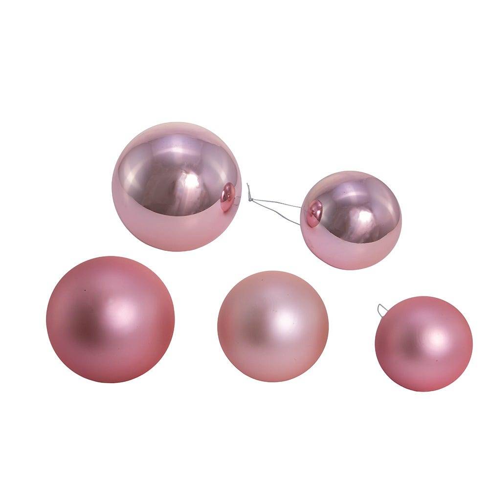 Kurt Adler 60-80MM Shiny and Matte Pink Glass Ball Ornaments, 20-Piece Set