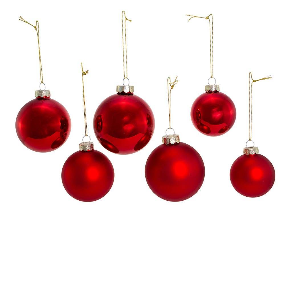 Kurt Adler 60-80MM Shiny and Matte Red Glass Ball Ornaments, 20-Piece Set