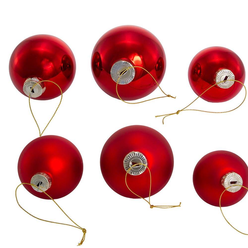 Kurt Adler 60-80MM Shiny and Matte Red Glass Ball Ornaments, 20-Piece Set