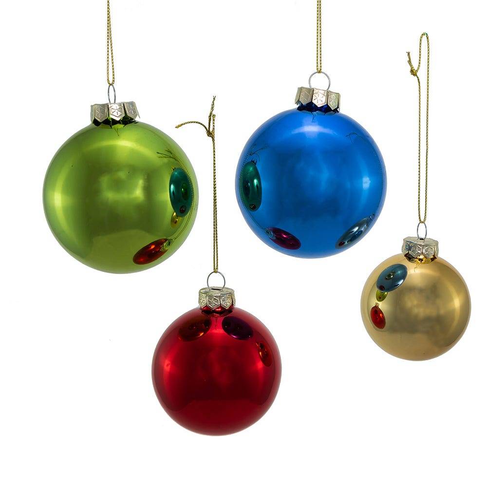 Kurt Adler 60-80MM Shiny Multi-Color Glass Ball Ornaments, 20-Piece Set