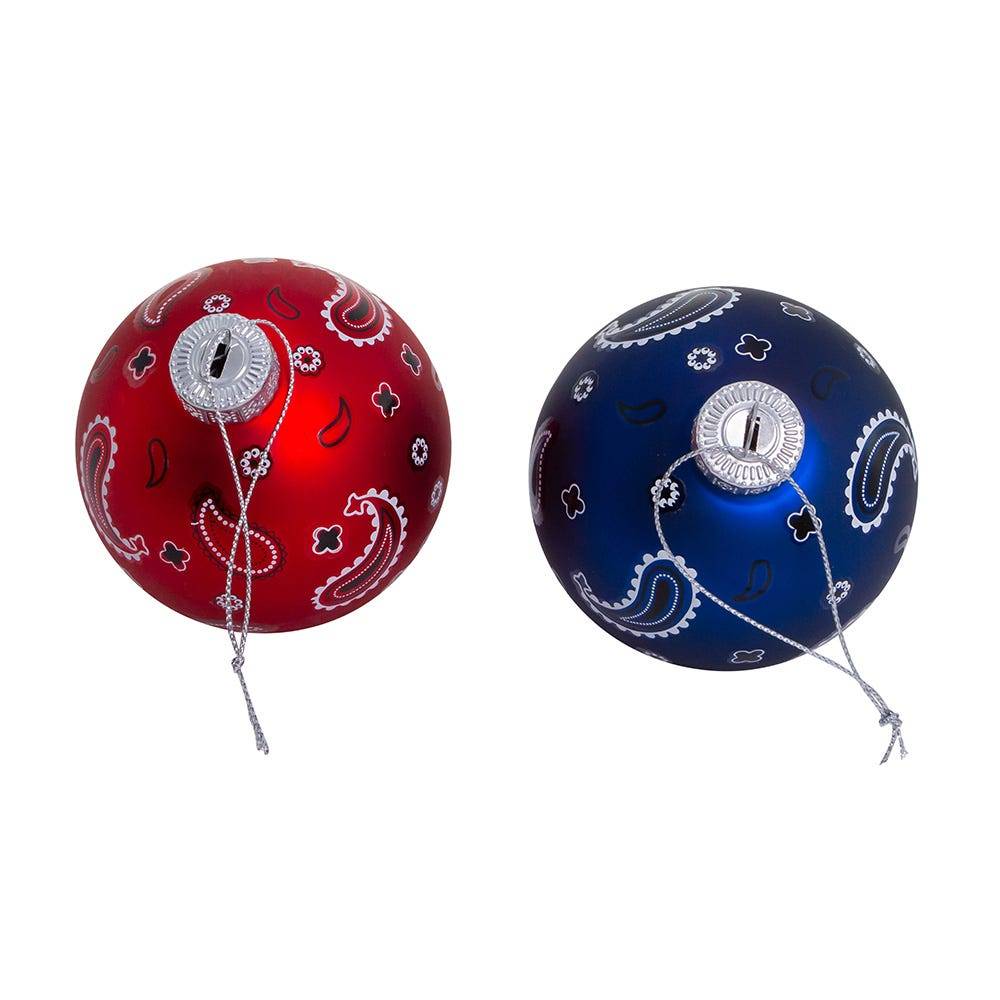 Kurt Adler 80MM Bandana Style Glass Ball Ornaments, 6-Piece Set