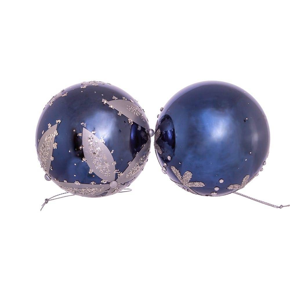 Kurt Adler 80MM Navy Blue Glass Ball Ornaments, 6-Piece Set