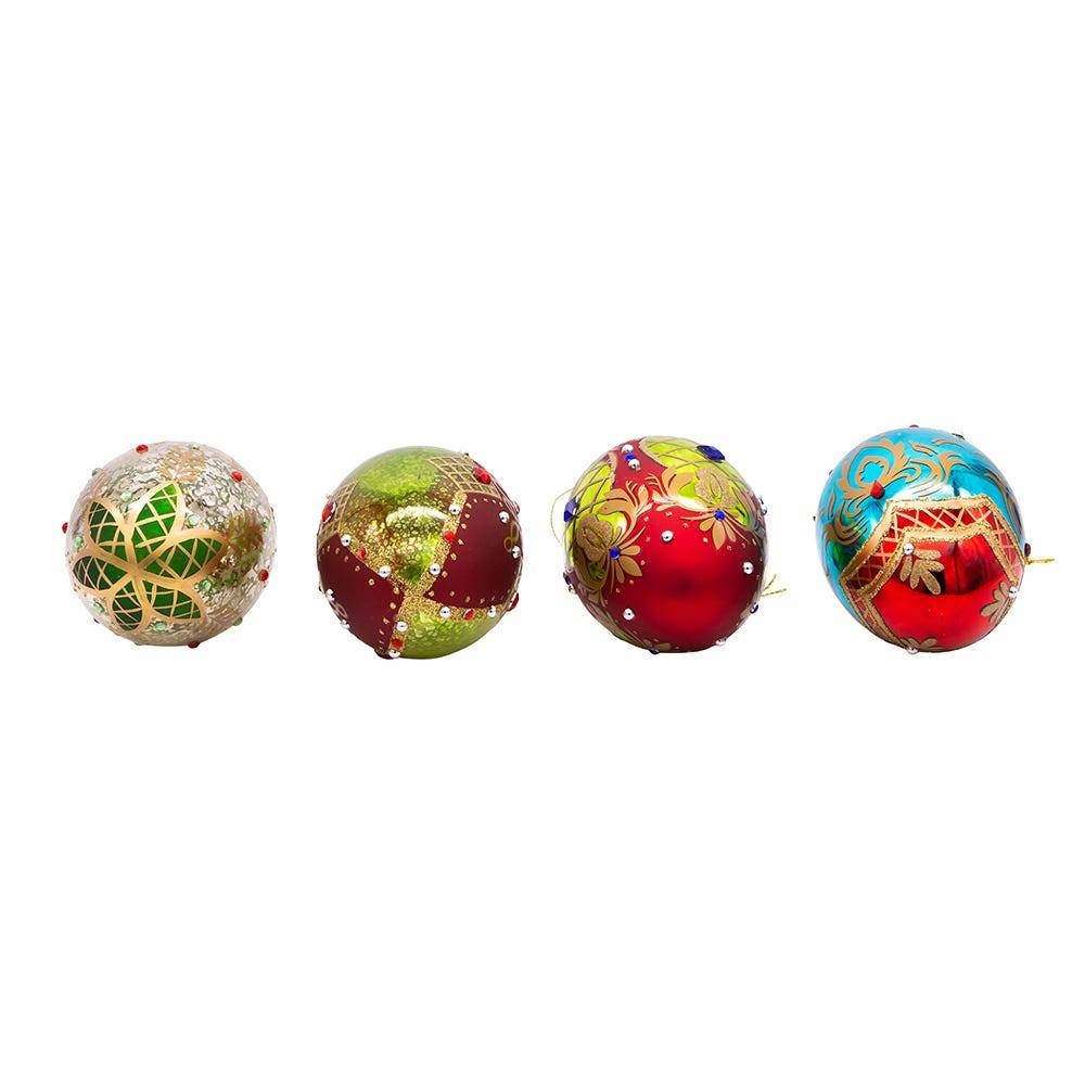 Kurt Adler 65MM Glass Egg Ornaments, 4 Piece Set