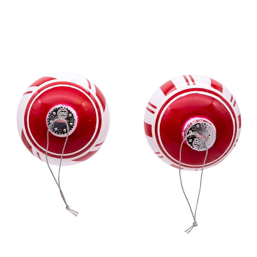 Kurt Adler 80MM Red and White Glass Ball Ornaments, 6 Piece Set