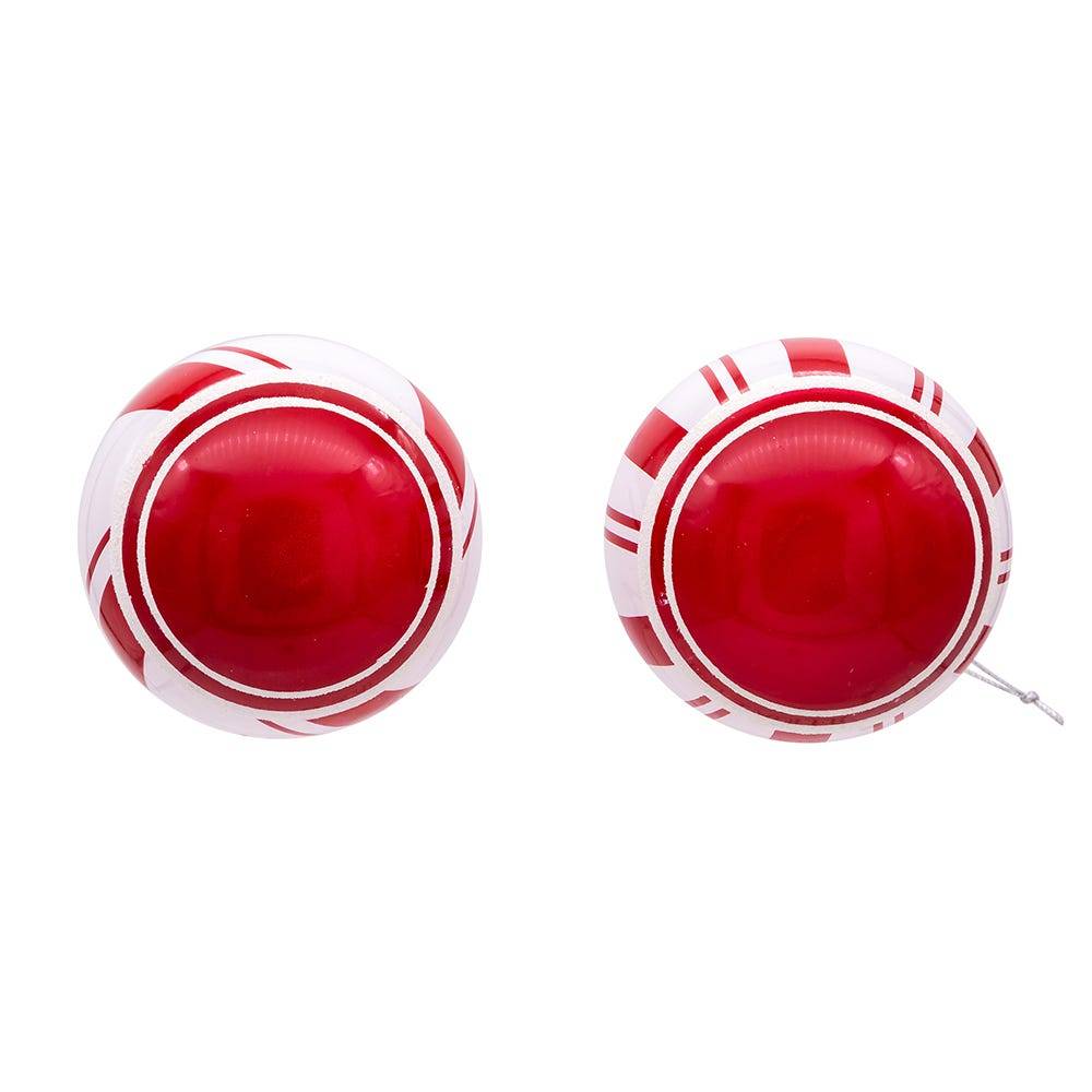 Kurt Adler 80MM Red and White Glass Ball Ornaments, 6 Piece Set