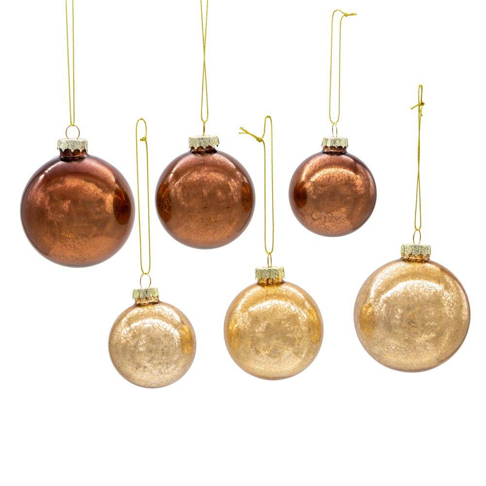 Kurt Adler 60-80 MM Shiny and Matte Gold and Bronze Mercury Glass Balls, 20-Piece Set