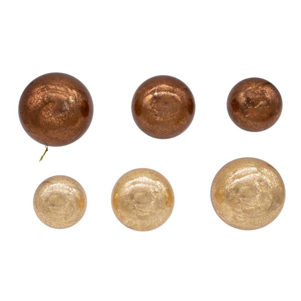 Kurt Adler 60-80 MM Shiny and Matte Gold and Bronze Mercury Glass Balls, 20-Piece Set