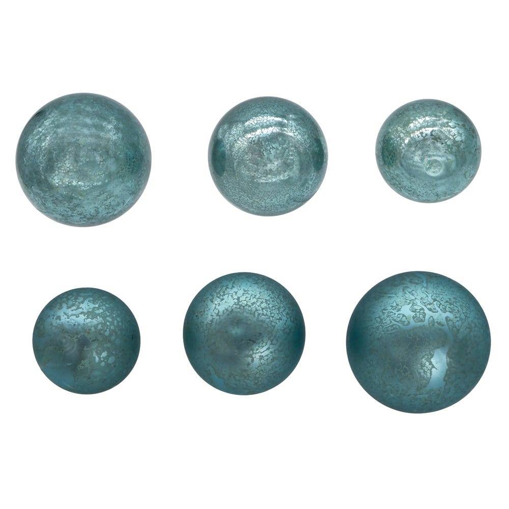 Kurt Adler 60-80MM Glass Shiny & Matte Teal Mercury Ball Ornaments, 20-Piece Set