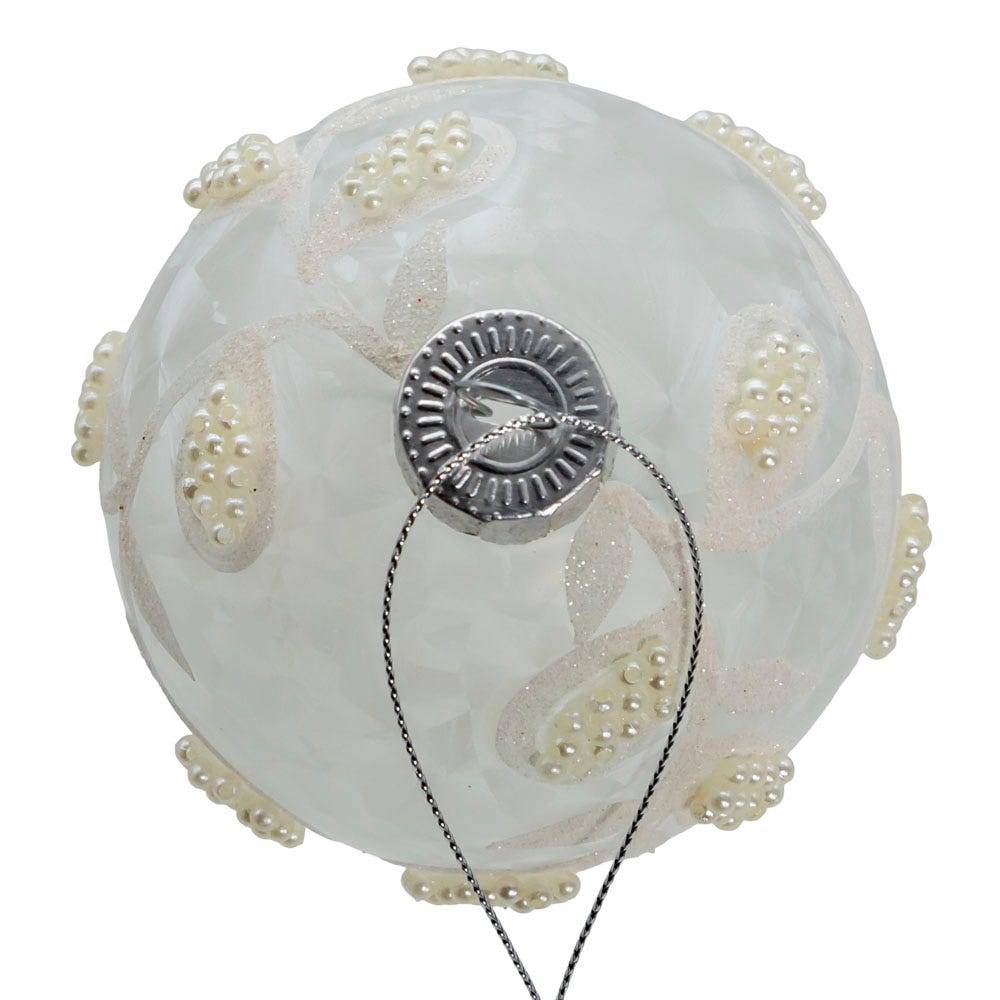 Kurt Adler 80MM Glass White Pearl 6-Piece Ball Ornament Set