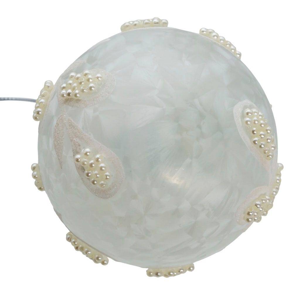 Kurt Adler 80MM Glass White Pearl 6-Piece Ball Ornament Set