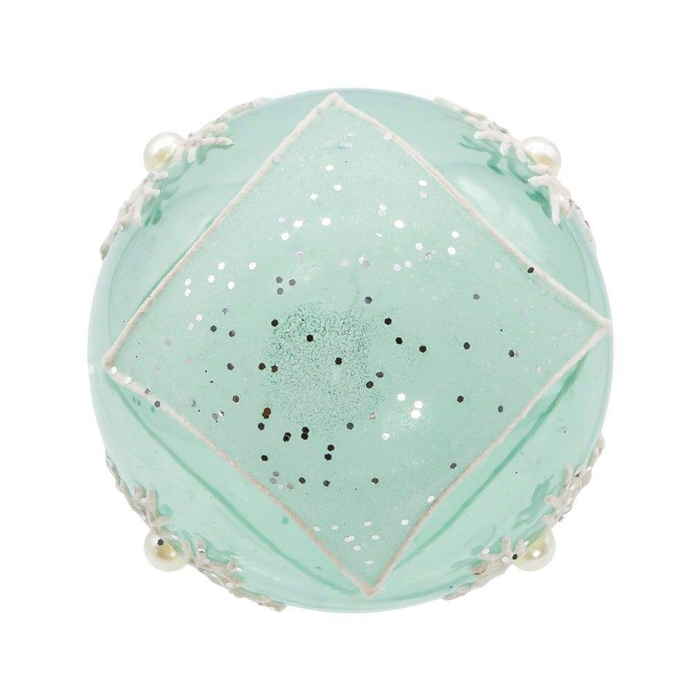 Kurt Adler 80MM Glass Teal Snowflake 6-Piece Ball Ornament Set