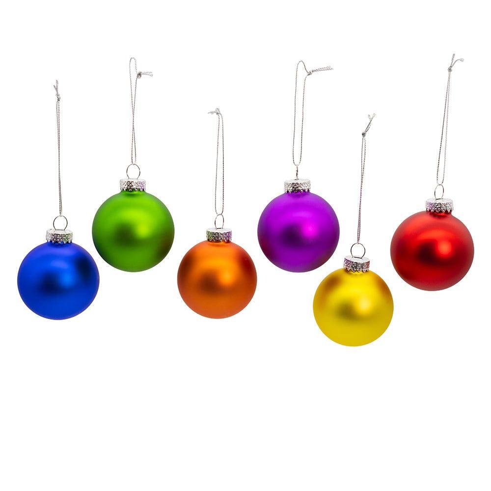 Kurt Adler 60MM Glass Rainbow Ball 12-Piece Ornament Set