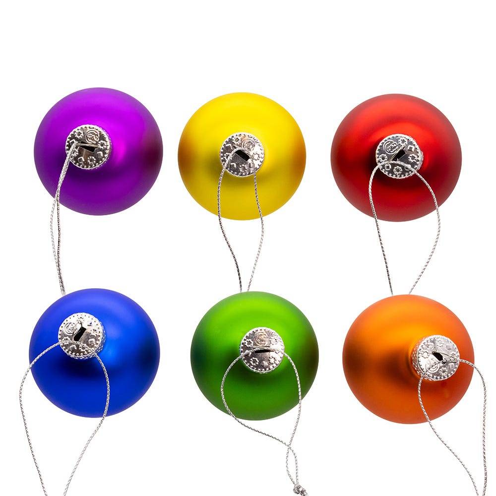 Kurt Adler 60MM Glass Rainbow Ball 12-Piece Ornament Set