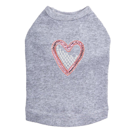 Pink Sequin & Rhinestone Heart - Dog Tank