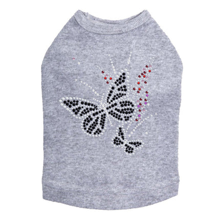 Black Butterfly with Flowers - Dog Tank