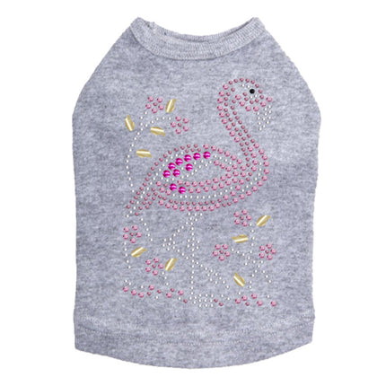 Pink Flamingo with Nailhead Flowers - Dog Tank