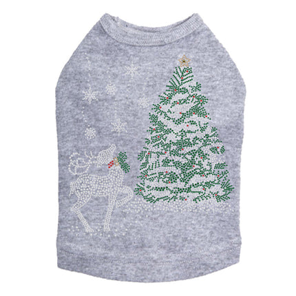 Christmas Tree with Reindeer - Dog Tank